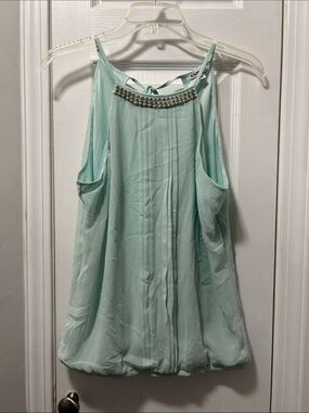 Express Mint Green Beaded Halter Top